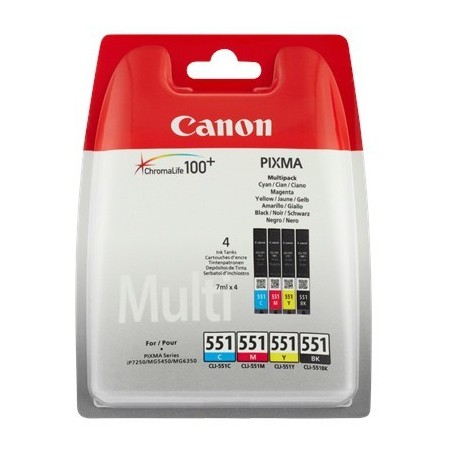 CANON Cartouche encre CLI551 Noir & Couleur Pack Blister