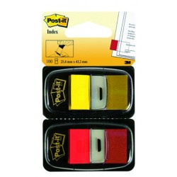 POST-IT Lot 2 distributeurs d’INDEX STANDARDS rouge/jaune