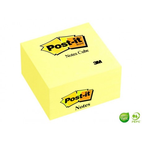 POST-IT Bloc cube Gamme Néon jaune