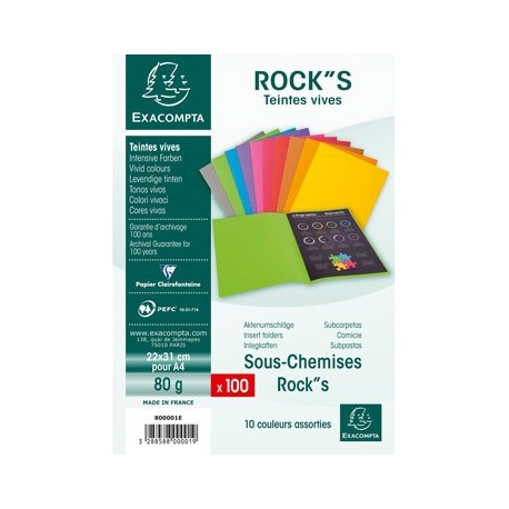 Lot de 100 sous-chemises rock’s coloris assortis