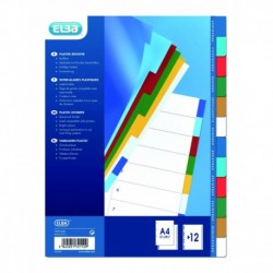 ELBA Intercalaires polypropylène colors 12 touches Format Maxi