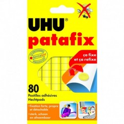 UHU Pochette de 80 pastilles adhésives Patafix jaunes