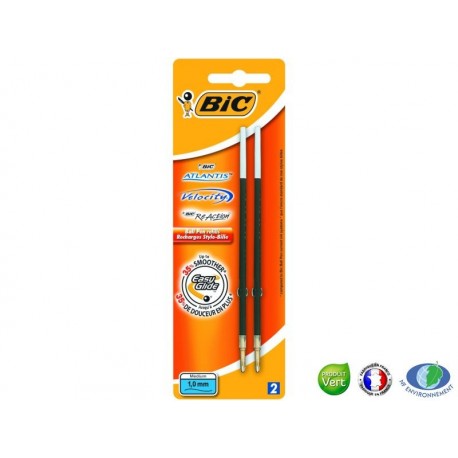 BIC Lot de 2 recharges de stylo bille Atlantis Classic™ Noir
