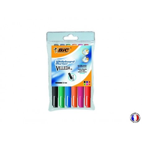 BIC Pochette 6 marqueurs Velleda 1741 assortis