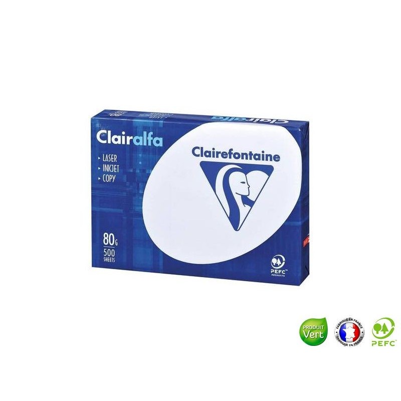 Papier A5 blanc 80 g Clairefontaine Clairalfa - Ramette de 500 feuilles sur