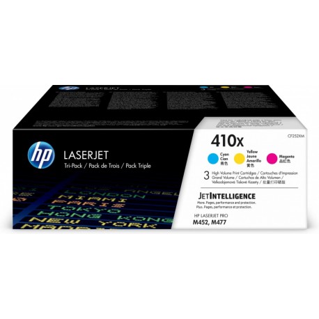 HP Pack 410X 3 Cartouches Toner HC Cyan, Magenta, Jaune 3x5 000 pages