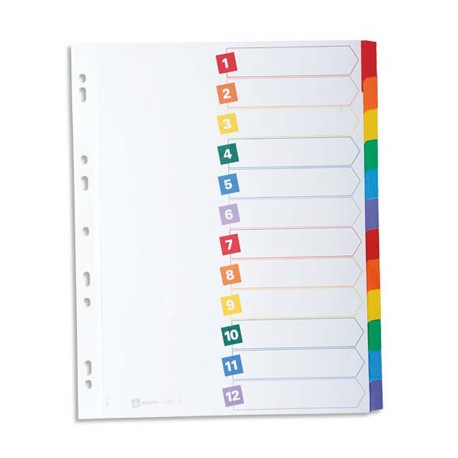 AVERY Intercalaires Mylar carte forte 12 touches format A4