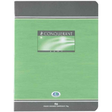 CONQUERANT Cahier 7 piqûre L17 x H22 cm 96 pages, grands carreaux