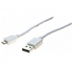 Cordon USB 2.0 Type A/Micro B Blanc 1,8m