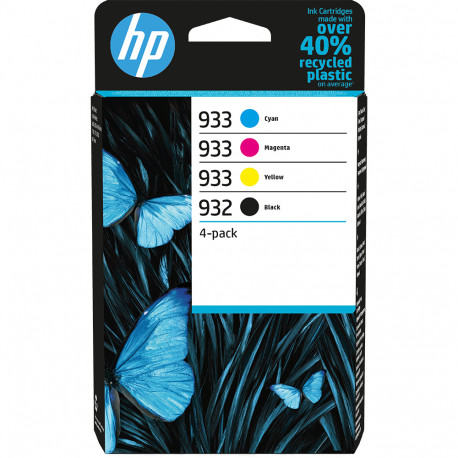 HP 932/933 Pack de 4 Cartouches authentiques (Noir,Cyan,Magenta,Jaune) (6ZC71AE)