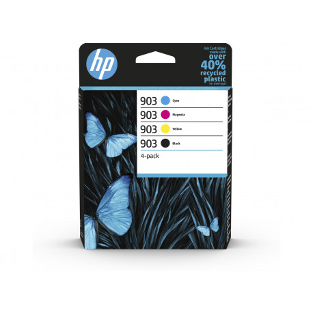 HP 903 Pack de 4 Cartouches authentiques (Noir,Cyan,Magenta,Jaune) (6ZC73AE)