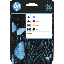 HP 963 Pack de 4 Cartouches authentiques (Noir,Cyan,Magenta,Jaune) (6ZC70AE)