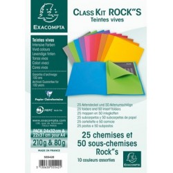 Lot de 25 chemises et 50 sous-chemises Rock's teinte vive