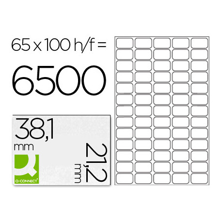Q-CONNECT Boîte de 6500 étiquettes multi-usages blanches 38,1 x 21,2mm