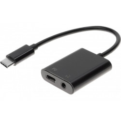 Adaptateur USB Type-C vers prise casque stéréo 3.5 mm + alimentation
