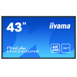 IIYAMA LFD 42.5" dalle IPS LED 18 7 3840x2160 DVI 3xHDMI 2xHaut-parleurs DisplayPort 2x USB 500cd m² MediaPlayer VESA 200x200