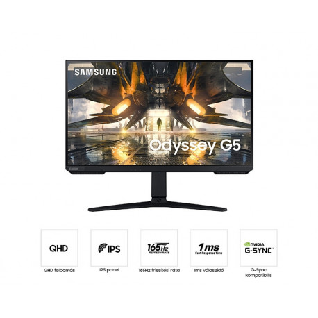 SAMSUNG Ecran 32'' Gaming Odyssey G5A WQHD VA 1ms 165 Hz. AMD FreeSync G-Sync HDR10. Pied modulable Hauteur, Pivotant