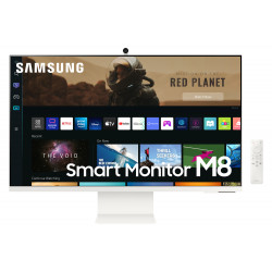 SAMSUNG Ecran 32" Smart Monitor M8 - UHD 4K - 4ms 400cd m² 3000 1 - HDR10 - HDMI - USB-C - 60Hz Rég Incli et Haut - Webcam