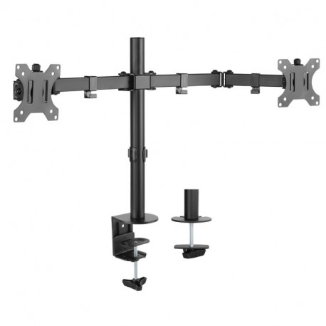 Support moniteur double 13-32" - Poids max 8 kg - VESA 100x100 - Bras à fixer ou serrer - inclinable et rotatif