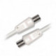 Câble coaxial mâle / femelle 9,52 mm + 1 adaptateur mâle / mâle 3m - blanc