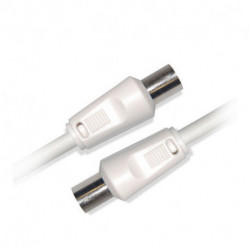 Câble coaxial mâle / femelle 9,52 mm + 1 adaptateur mâle / mâle 5m - blanc