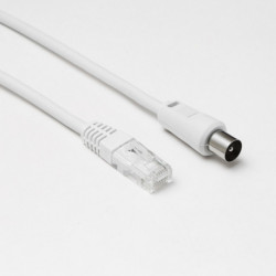 Câble RJ45 mâle vers coaxial mâle - Diamètre 9,52mm - 2m - blanc