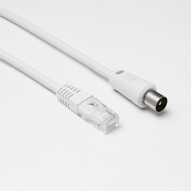 Câble TV avec CORDON RJ45 VERS COAXIAL 9,52 MALE 5M - Geosat