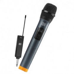 Microphone dynamique DII omnidirectionnel sans fil, avec écran, récepteur rechargeable, jack 6.35mm - orange