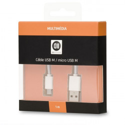 Câble USB 2.0 micro mâle mâle - blanc glossy