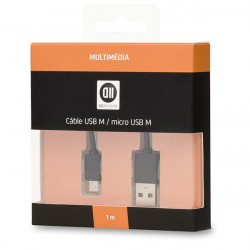 Câble USB 2.0 micro mâle mâle - noir glossy