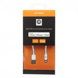 Câble USB 3m pour Apple compatible lighting - blanc