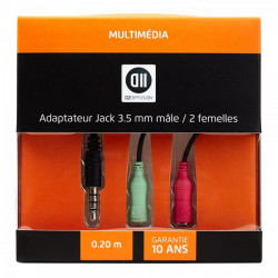 Adaptateur Jack 3,5mm mâle 2 Jacks femelles