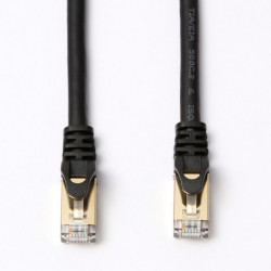 Câble RJ45 droit couleur noir - 10m - S/STP Cat 8 avec snagless et connecteurs en or