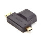 Adaptateur 2 en 1 - HDMI mâle vers micro HDMI et mini HDMI femelle