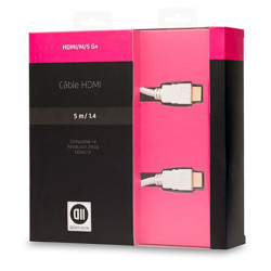 Câble HDMI mâle mâle compatible 1.4 (3D) - 2160p - Fiches or - blanc