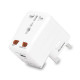 Adaptateur multi pays avec 1 USB 1A - Type de prises UK US AU EU - blanc