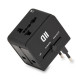 Adaptateur multi pays avec 2 USB 2A - noir