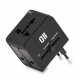 Adaptateur multi pays avec 2 USB 2A - noir