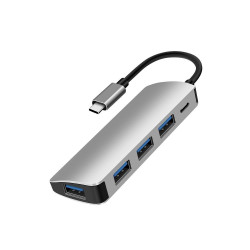 Hub USB-C 5 ports : 4 ports USB 3.2 gen 1x2 + 1 port USB-C : charge jusqu'à 100W