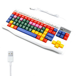 Clavier et souris de jeu avec repose-poignet, 104 touches arc-en-ciel,  rétroéclairé, QWERTY UK Disposition Clavier 2400 DPI 4 boutons Respiration  Tapis de souris Repose-main, Filaire USB, Compatible : : Jeux vidéo