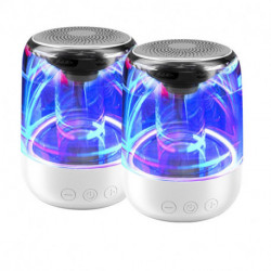 Pack de 2 enceintes Bluetooth WE - 5W - Effet LED - Blanc