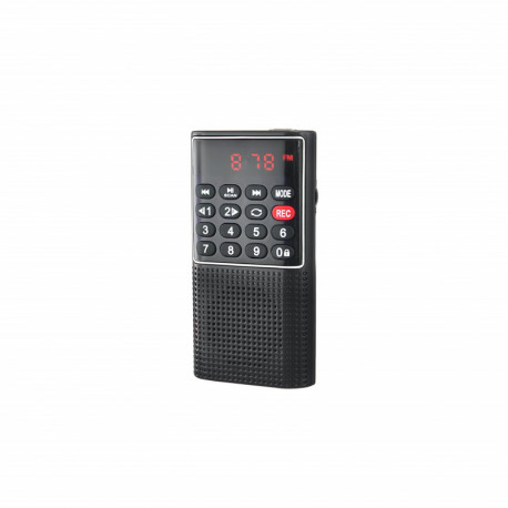 Radio de poche rechargeable - FM, lecteur de carte micro SD, RMS 3W - Prise casque - Noir