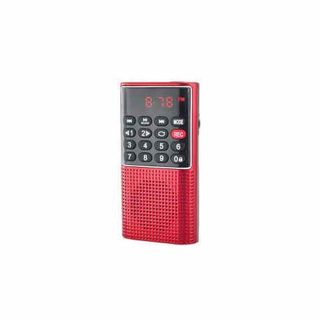 Radio de poche rechargeable - FM, lecteur de carte micro SD, RMS 3W - prise casque - Rouge