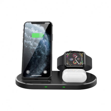 WE Dock de charge induction Apple 3-en-1 pour iPhone / AirPods / Apple Watch - 18W max - noir