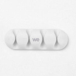 WE Organisateur de câbles pour bureau ou voiture - 4 emplacements x 2pcs - en silicone - Blanc