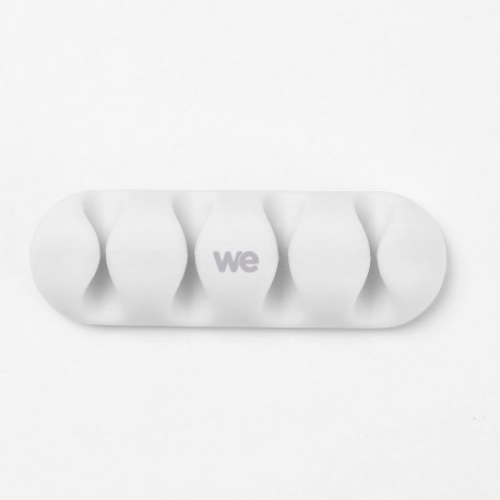 WE Organisateur de câbles pour bureau ou voiture - 4 emplacements x 2pcs - en silicone - Blanc