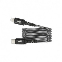 Câble USB-C/lightning nylon tressé noir et blanc 1m