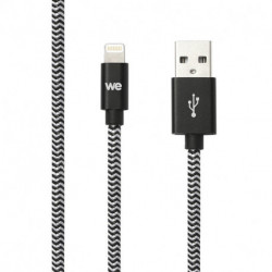 Câble USB-C/lightning nylon tressé noir et blanc 2m