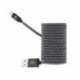 Câble USB-C/lightning nylon tressé noir et blanc 2m