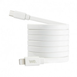 WE Câble USB-C/Lightning mâle/mâle plat 1m - blanc